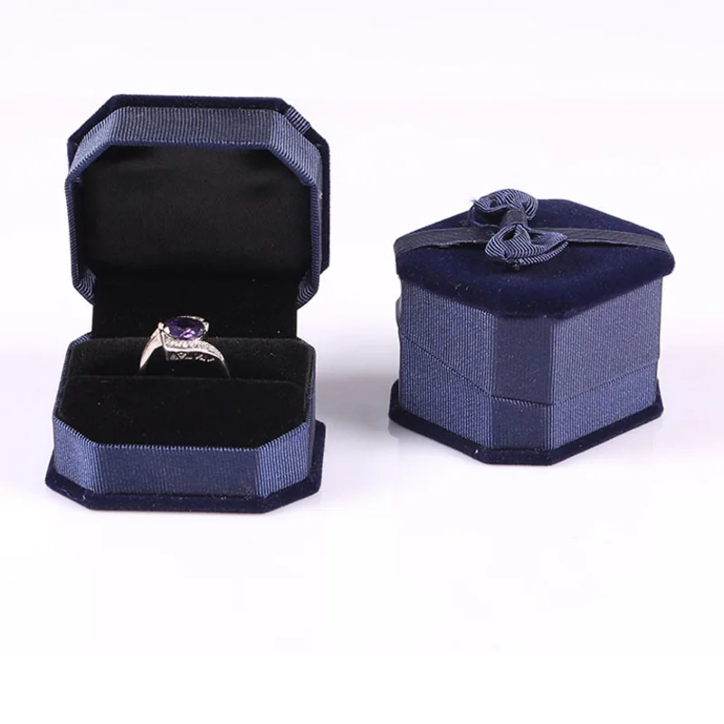 Quickdone 1Pcs Box Ring Storage Bowknot Earring Engagement Velvet Cardboard Display Case Wedding Valentine Day Gift HG0497 | Дом и сад