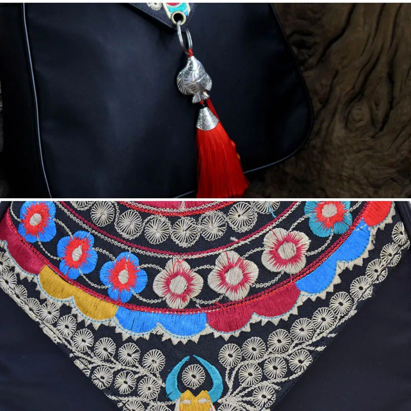 

Embroidery Flower Women'S Backpack 2019 Tassel Backpack Retro Chinese National Style School Bags For Teenage Girls Famous Brands