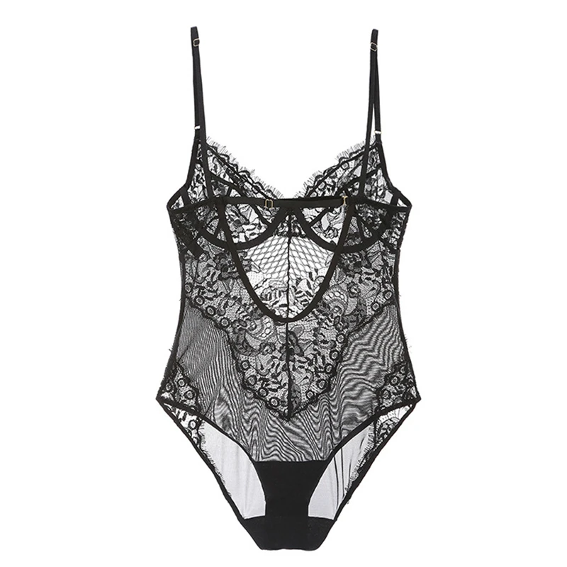 Сексуальное Кружевное Прозрачное нижнее белье с открытой спиной и пуш ап на