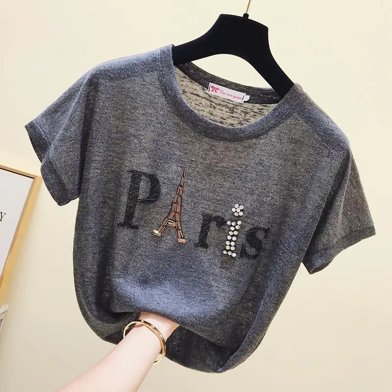 Летняя повседневная женская футболка с надписью Парижа популярные футболки