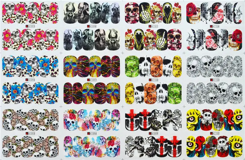 A1093-1104 YWK 12 видов конструкций/наборы Рождественская елка/колокольчик наклейки для ногтей Красота DIY Полное Обертывание фольги водяной знак дизайн ногтей татуировки - Цвет: A1093-1104
