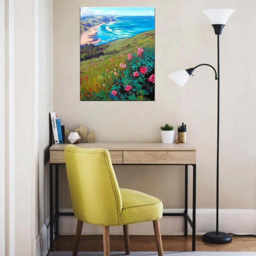 

Artwork Seaside Wild Flowers Home Decor Office Room Wall Art Canvas Print Landscape Picture for Hallway Wall Decor Dropshipping