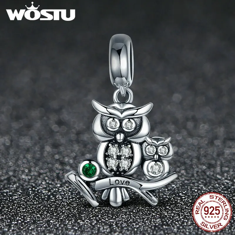 WOSTU Аутентичные 100% Стерлинговое Серебро 925 пробы милые сова любовь сюжетные