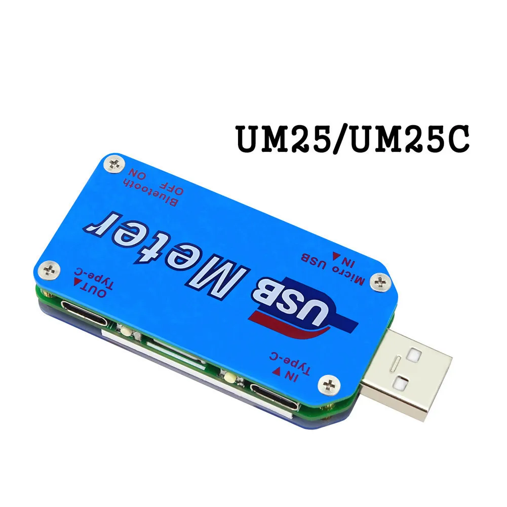 Новинка UM25C/UM25 USB 2,0 type-C цветной ЖК-тестер измеритель напряжения тока Вольтметр Амперметр Измерение заряда батареи сопротивление кабеля