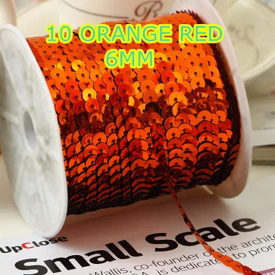 100 ярдов 6 мм круглая отделка блестками, Продано в упаковке 1 рулон (100 ярдов)-оранжевая строчка