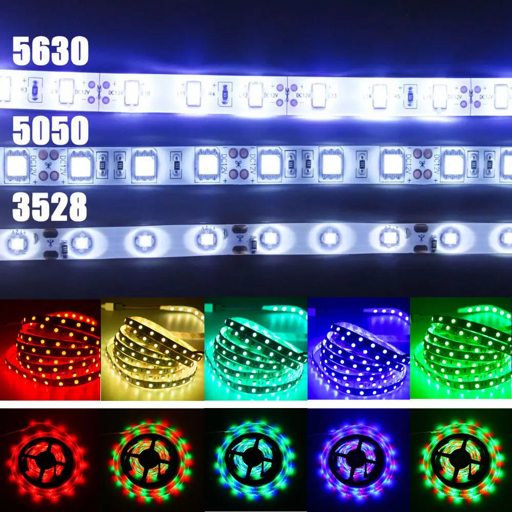 Светодиодная лента 5050 5630 2835 RGB освещения 12 В 5 м гибкая домашняя кухонная