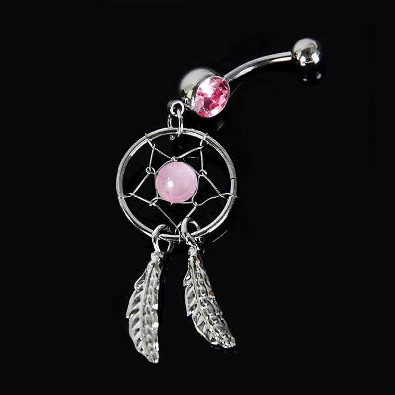 Body Jewelry Crystal Gem Dream Catcher Navel Dangle Belly Barbell Button Bar Ring piercing Art | Украшения и аксессуары