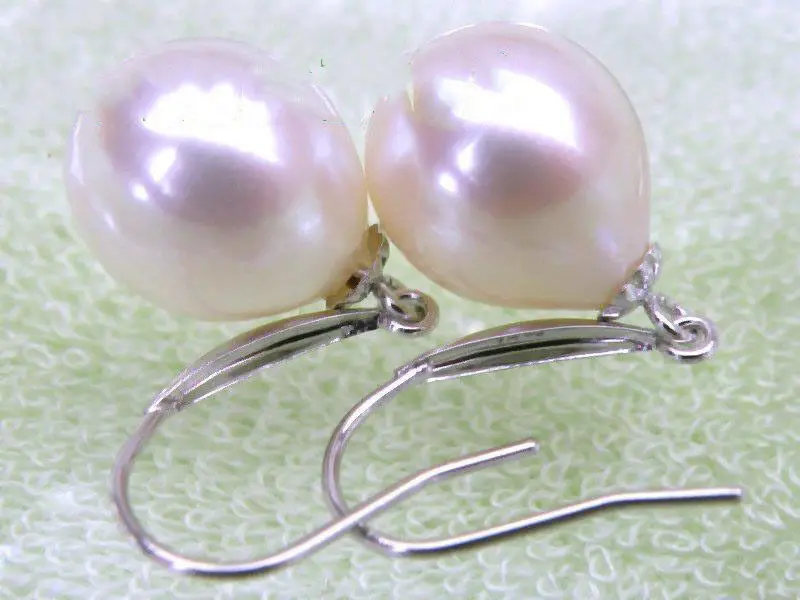 

14k white solid gold 9-10mm AAA+++ drop white south sea pearls dangle earrings