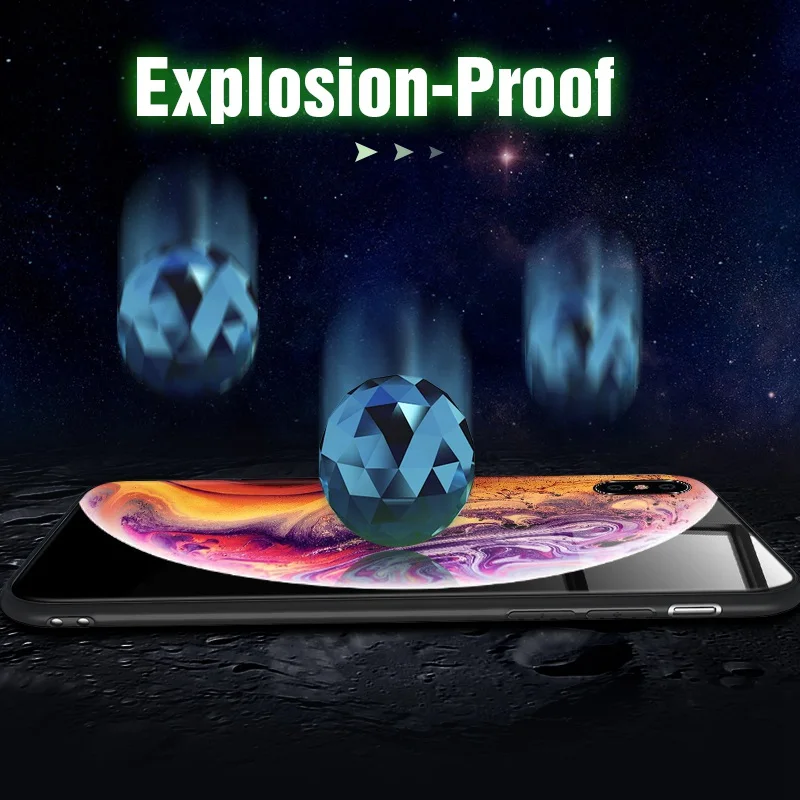 Роскошный светящийся чехол TOMKAS для iPhone X Xs Max Xr, стеклянный чехол для телефона, силиконовый чехол для iPhone 7, 8 Plus, чехол s для iPhone 6 S, 6s