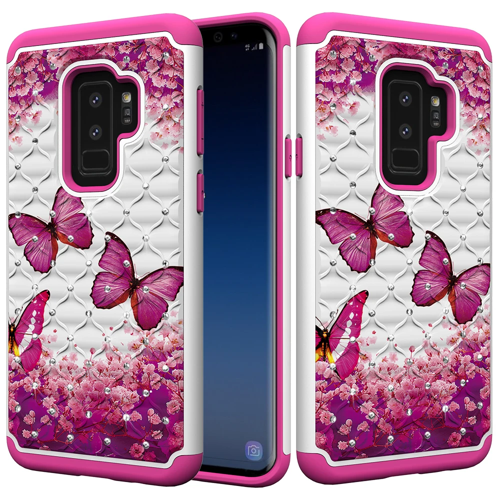 Сверхмощный чехол для Samsung Galaxy S8 S9 Plus J3 J327 J727 J7 Prime J2 Core Note 9 On7 Bling Butterfly Flower PC