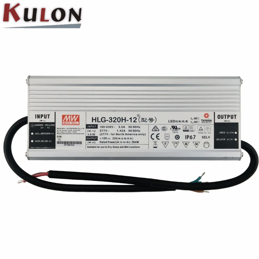 

Оригинальный светодиодный драйвер Meanwell, 320 Вт, 22 А, 12 В, регулируемый водонепроницаемый светодиодный источник питания Mean well