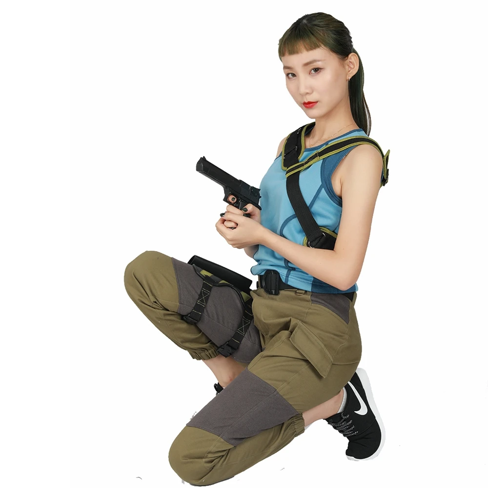 Тени Tomb Raider фильм Косплэй Лара Крофт Голубое озеро и Армейский зеленый костюм