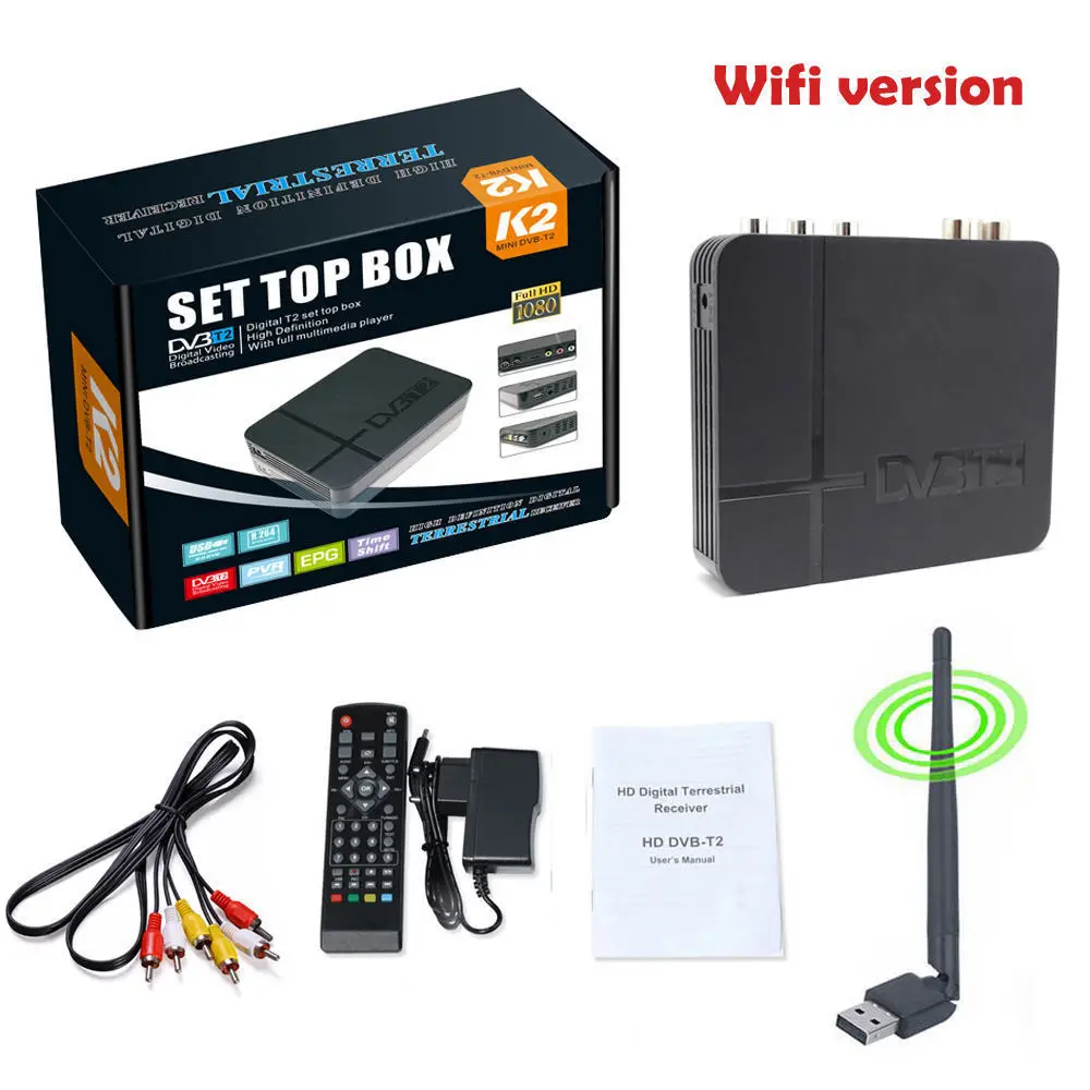 K2 Wifi Koqit DVB-T2 H.264 наземный преобразователь цифровой ТВ-приставка медиаплеер телеприставка MPEG-4-тюнер ТВ антенна Приемник wifi Youtube - Цвет: K2 Wifi