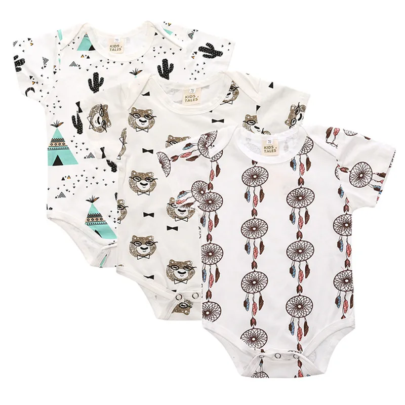 3 шт./лот Новинка Летние детские комбинезоны с короткими рукавами Хлопковый