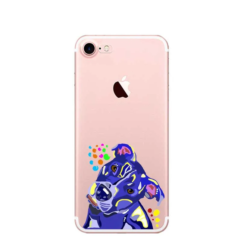 Art PitBull тату дизайн собака лицо прозрачный мягкий ТПУ чехол для телефона iPhone 5 5S SE 6 6 S Plus 7 XR XS Max 8 8 Plus X 10 чехол - Цвет: TPU