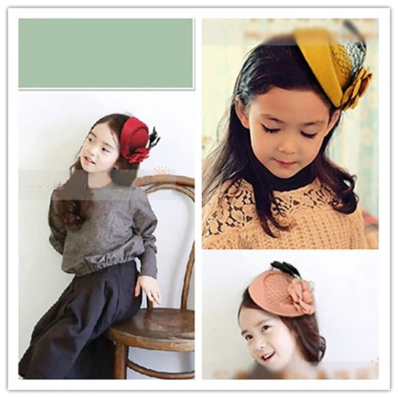 Детская/взрослая розовая шляпа с перьями кружевная вуаль заколка для волос