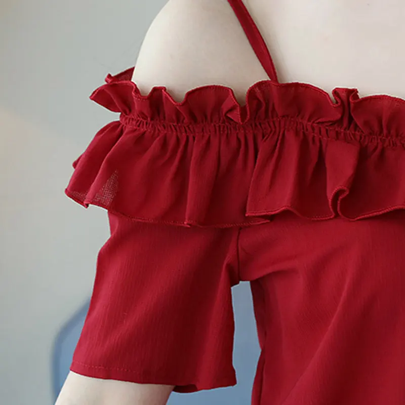 Топы 2018 летние Blusas Feminina сексуальные топы с открытыми плечами женская шифоновая