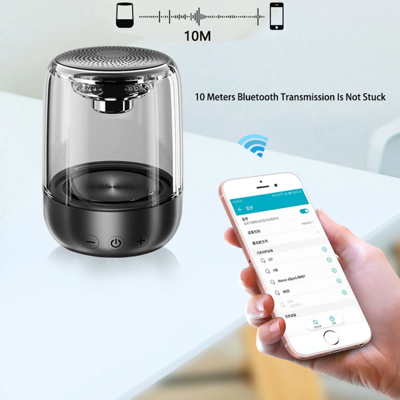 FELYBY C7 Bluetooth 5 0 динамик прозрачный СВЕТОДИОДНЫЙ Красочный ритм мигающие огни TWS 6D