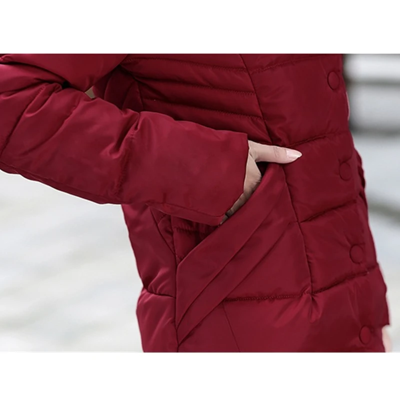 

YAGENZ Fashion Women Parkas Winter Hooded Jacket Medium Long Warm Slim Down Cotton Coat Plus size Thick Casual Female Jacket