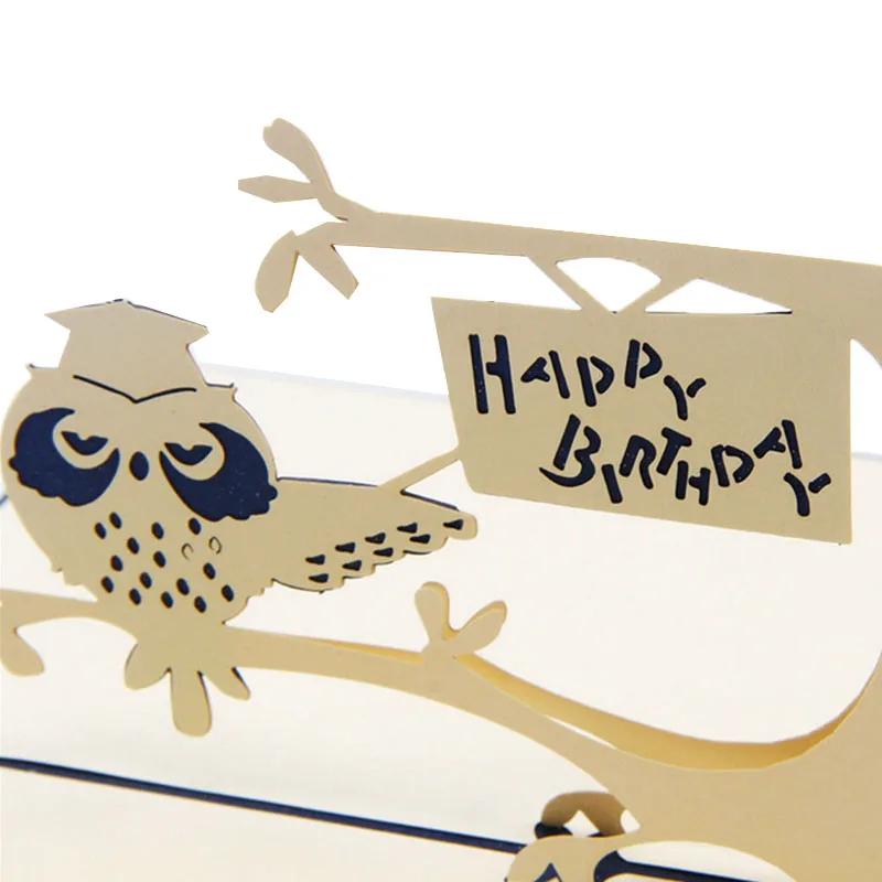 3D всплывающие поздравительные открытки ручной работы сова с днем рождения Пасха