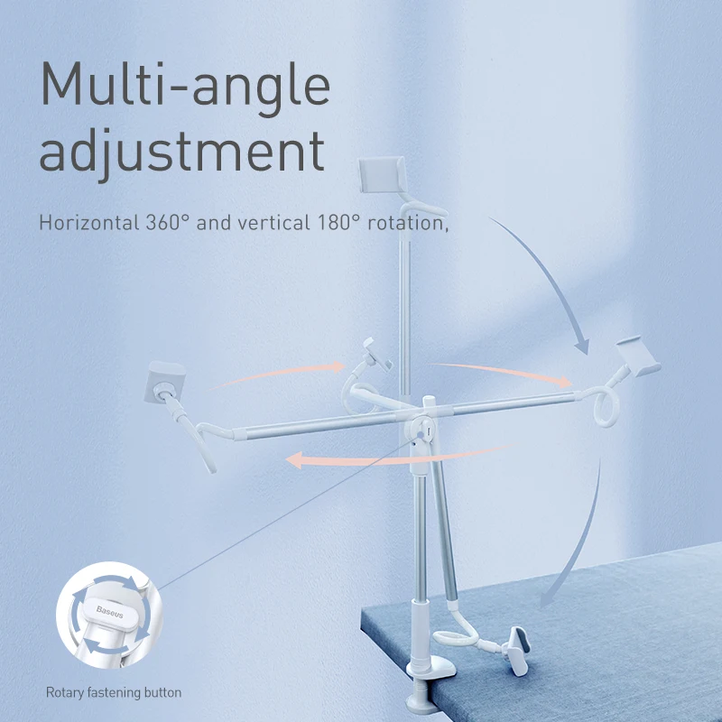 baseus 360 rotating flexible long arm lazy phone holder for iphone xiaomi adjustable desktop bed tablet clip mobile phone holder free global shipping