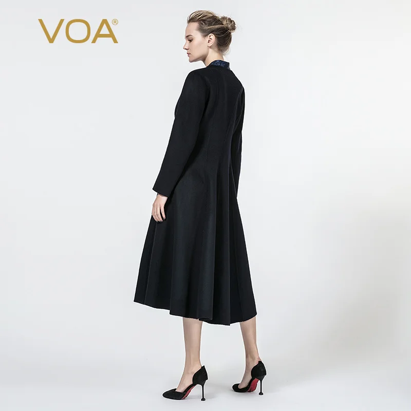 Женское кашемировое пальто VOA зимнее облегающее с длинным рукавом из 95.2% шерсти