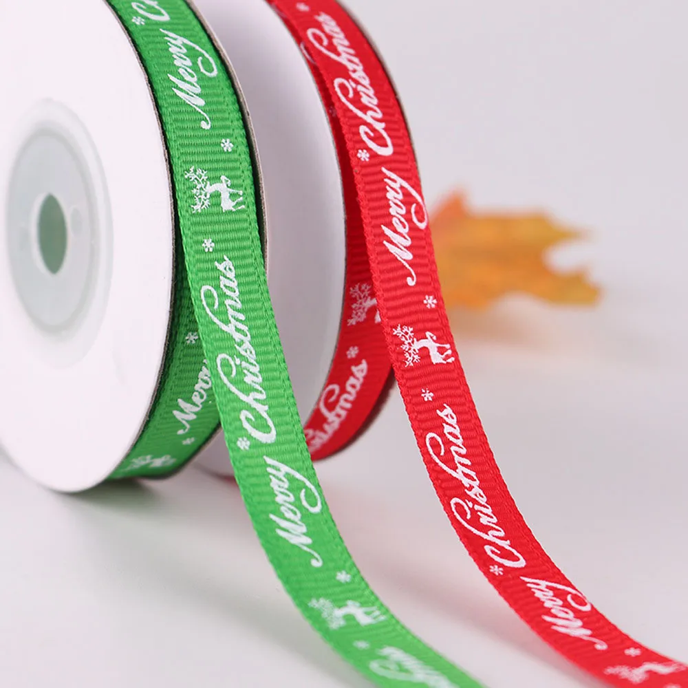 Новый 1cmX10yard/рулон Декор ленты для рождественских букв лося Печать Подарочная коробка Упаковка Зеленый