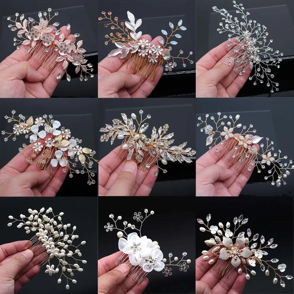 Свадебные аксессуары для волос элегантные гребни Стразы серебристого цвета с