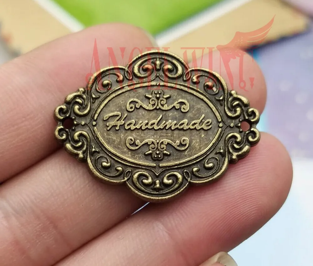 12 шт./лот-33x25 мм, ручная работа, Позолоченные Подвески ручной работы с античным бронзовым покрытием, Материалы для творчества, аксессуары для ювелирных изделий
