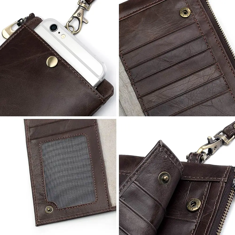 Мужской кошелек из натуральной кожи KAVIS мужской клатч сумка для телефона монет