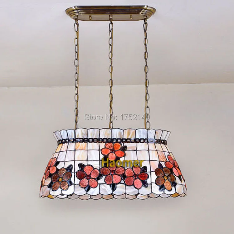 Newly Mediterranean lamp shell pendant lights peony pattern art decoration dinning room restaurant droplights E27 | Лампы и освещение