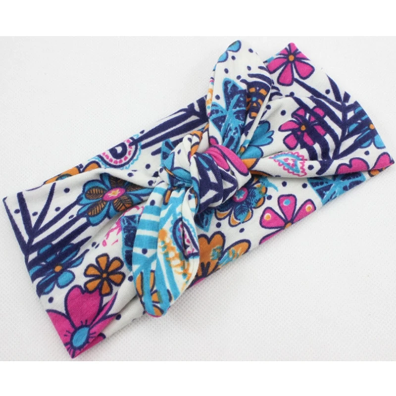 Baby Headband Cute kids Photography Props Cotton Hairband Infant Print Cross Hair Bows Girl Bohemian Fashion Ornaments | Детская одежда