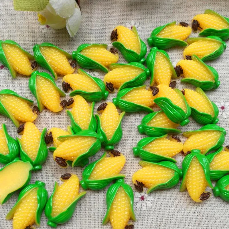 

10 шт./лот Смола плоская задняя имитация фруктов Желтая Кукуруза ломтик 18*27 мм Декор ремесла бонсай дома DIY