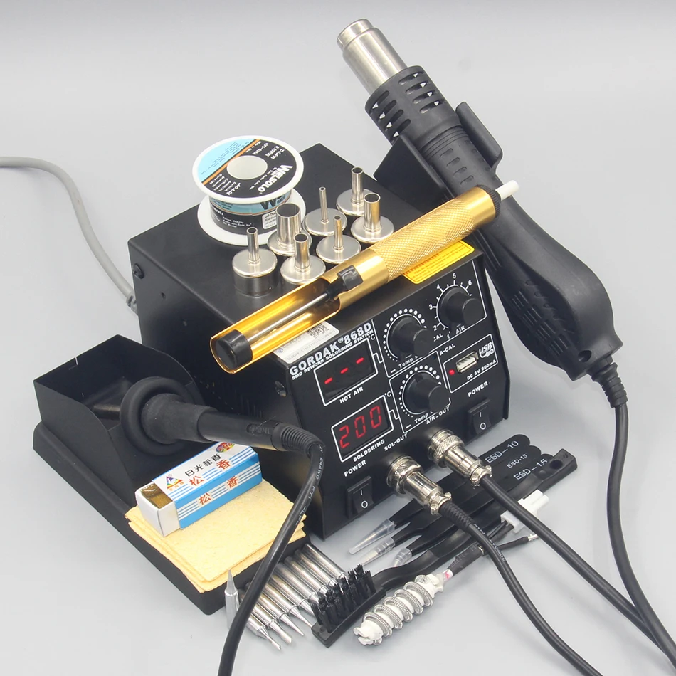 GORDAK 868D 2 в 1 500 Вт паяльная станция SMD наладочная Электрический паяльник для сварки