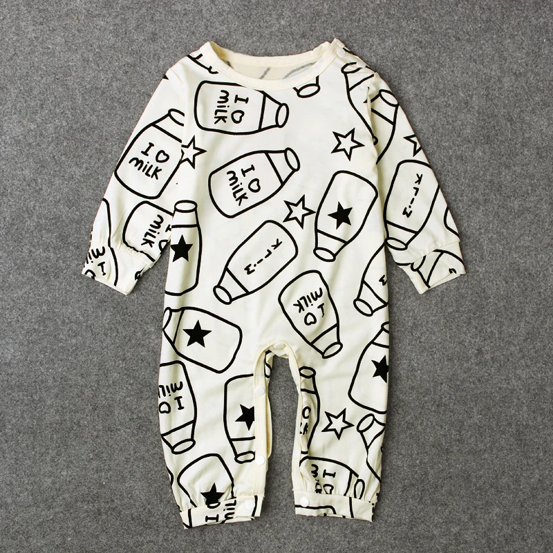 Хлопковый комбинезон с длинным рукавом для новорожденных мальчиков и девочек |