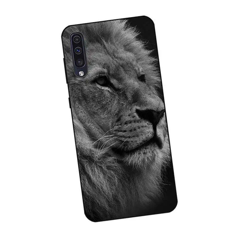P109 Lion Black Silicone Case For Samsung Galaxy A6 A7 A8 A9 A10 A30 A40 A50 A60 A70 A80 A90 5G A20E Plus |
