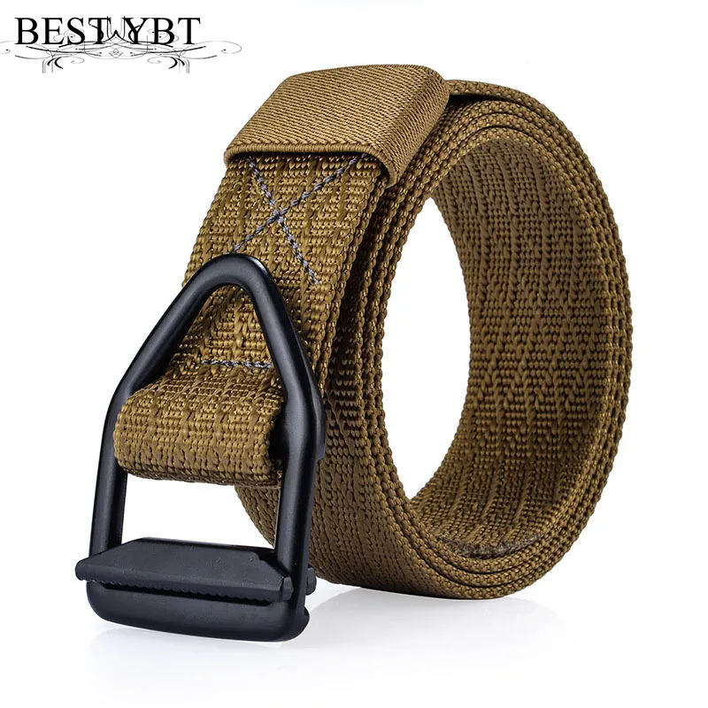 

Best YBT Unisex belt new retro high quality Black Alloy smooth buckle Men Nylon belt outdoor casual Men and Women cowboy belt