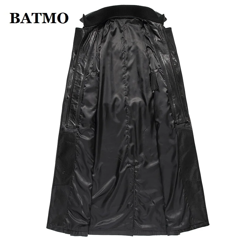BATMO 2019 new arrival spring 100% natural cow leather Double Breasted X-long trench coat men men's real jackets AL15 | Мужская