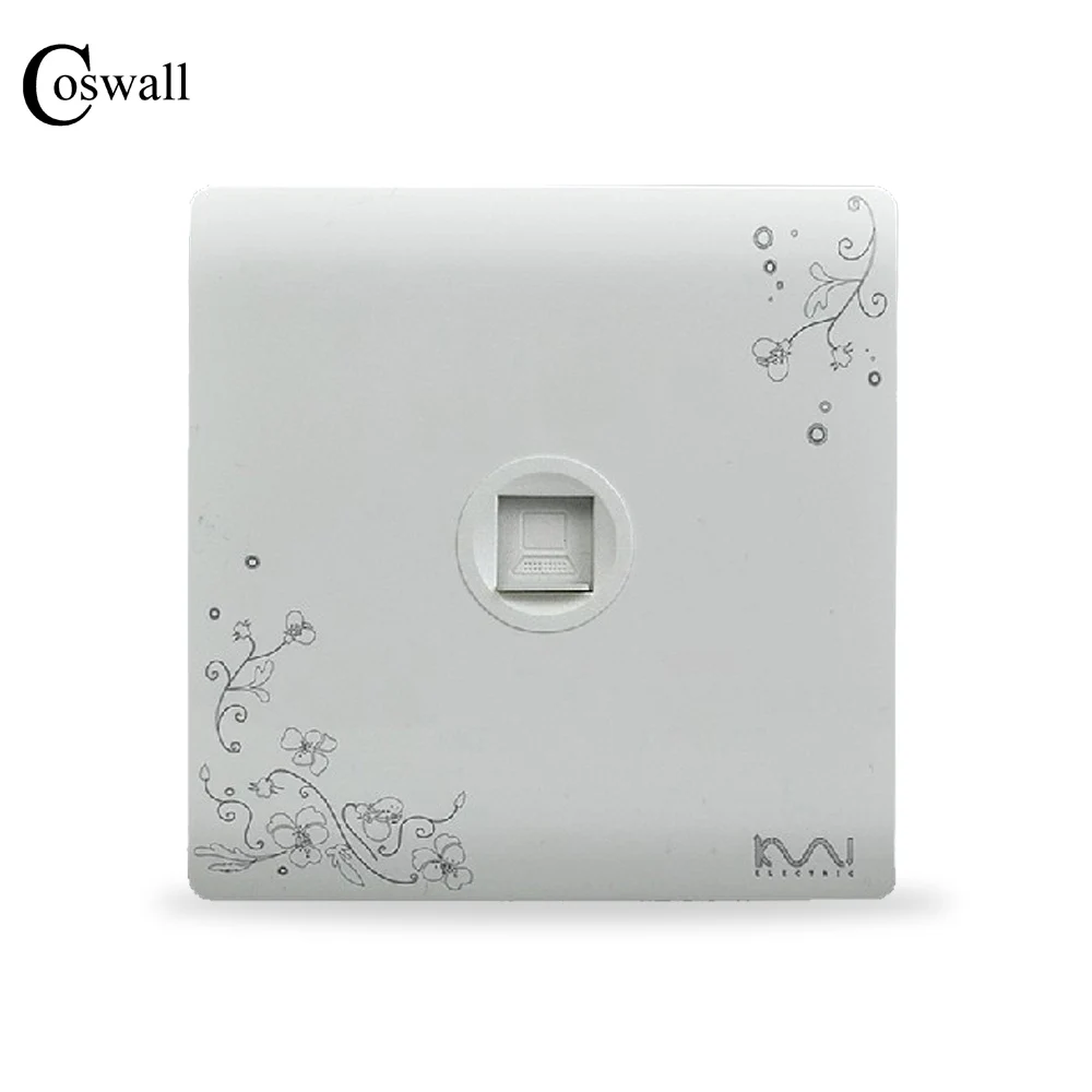 COSWALL модная настенная розетка RJ45 для передачи данных компьютерная цвета слоновой