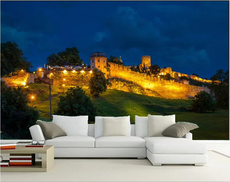 

Latest high quality custom 3D mural.The old building brilliantly illuminated at night,living room TV wall bedroom wallpaper.