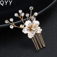 qyy classic flower gold colors crystal alloy hair combs clips wedding hair accessories bride bridesmaids headpieces for hairdo
