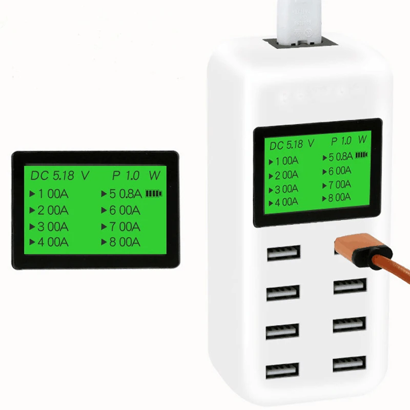 Зарядное устройство с 8 USB-портами ЖК-экраном | Электроника