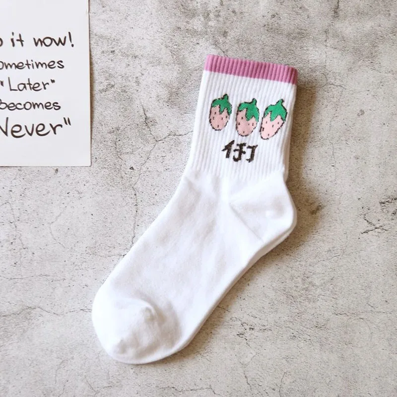 [COSPLACOOL] корейские милые носки в стиле Харадзюку с фруктами авокадо персик банан