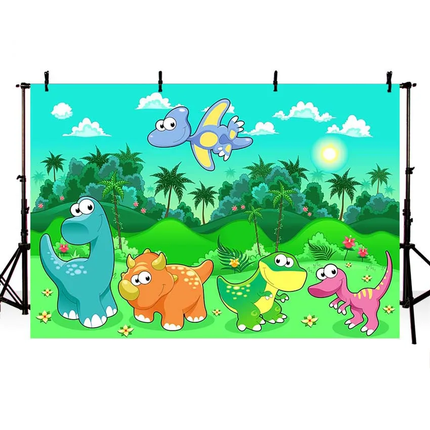

Photography backdrop Colorful dinosaur party children birthday photographic custom banner background photo studio photocall