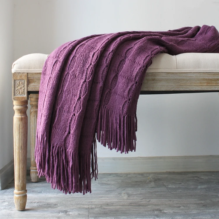 Однотонное одеяло в полоску клетку современный геометрический скандинавский