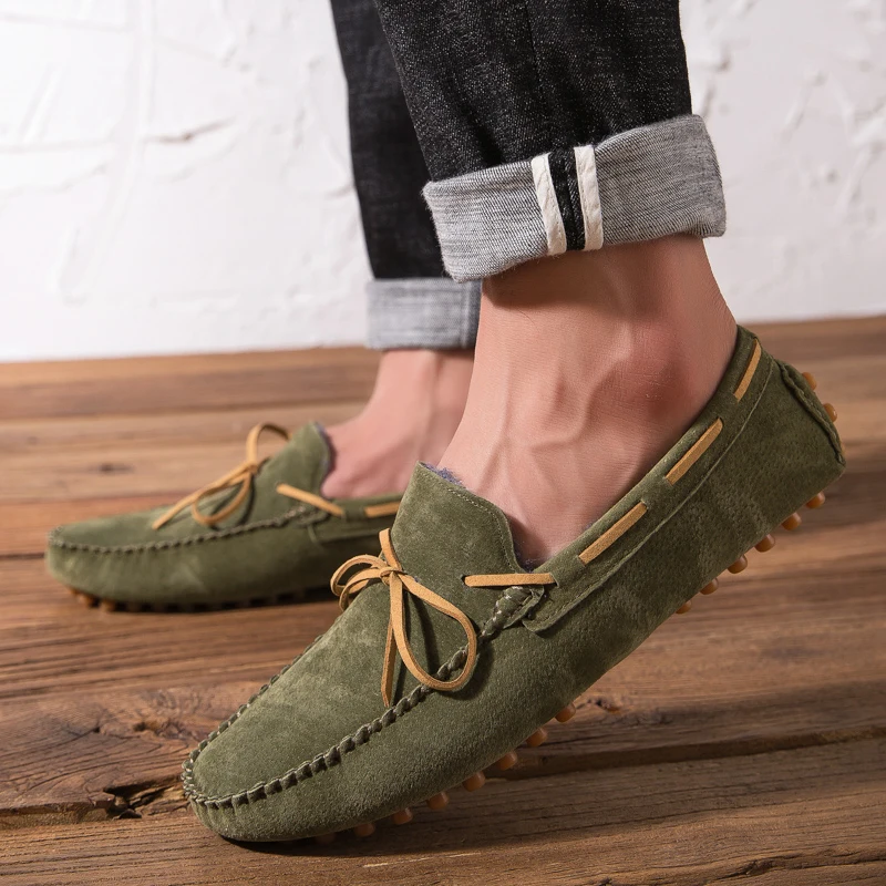 

Winter 2018 Brand Fashion Soft Moccasins Men Loafers Sneaker High Quality Suede Leather Shoes Men Flats Gommino Driving Shoes