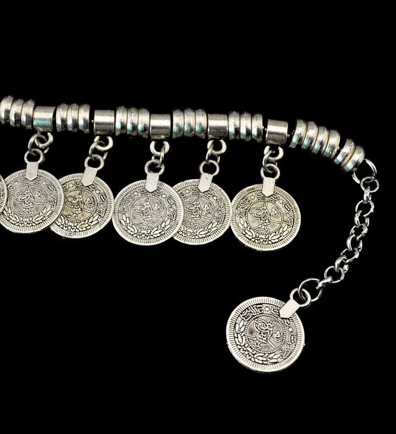 Цыганский винтажный цветной браслет для монет Регулируемый ручной работы