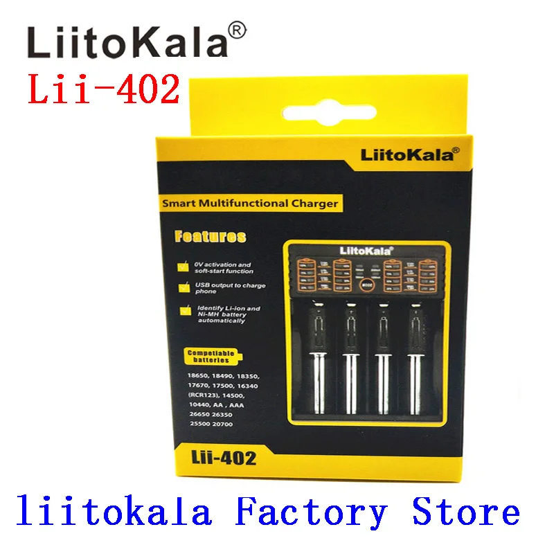 

Зарядное устройство LiitoKala Lii-402 18650 для 26650 16340 RCR123 14500 LiFePO4 1,2 V Ni-MH Ni-Cd перезаряжаемых батарей lii402