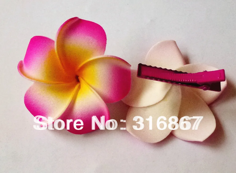 100 New fashion mixed color Fabulous Plumeria flowers Foam Frangipani Flower hair clip  bridal hair clip 6CM