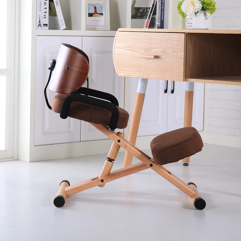 Height Adjustable Ergonomic Kneeling Chair With Back And Handle Wood Office Furniture Posture Work Knee Stool | Мебель